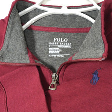 Polo Ralph Lauren Performance Pullover Uomo XL Rosso 1/4 Zip Elasticizzato Blu Pony L/S