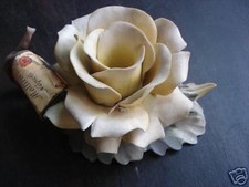 NAPOLI_CAPODIMONTE_MOLLICA_BELLISSIMA ROSA PORTA-CANDELA_POLICROMA PORCELLANA