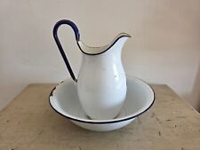 Vintage Set Lavamani Brocca Bacinella e Catino in Ferro Smaltato Bassano XXI Sec