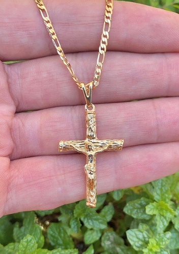 Collana croce riempita oro 14k - collana,