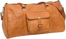 Borsone da viaggio uomo in pelle di capra marrone borsa palestra vintage vera...