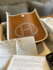 Borsa a tracolla Hermes Neo Evelyne 16 pelle rapida oro e bianca usata