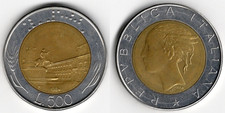 Italia 500 lire, 1984 (Testa