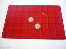 SAFE VASSOIO IN FLOCCATO COLORE ROSSO 40 SCOMPARTI PER MONETE 2 EURO IN CAPSULE