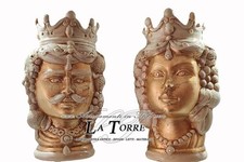 Statua scultura teste di Moro avorio anticato e oro Swarovski h 35 cm bomboniere