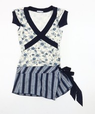 Promod blusa donna blu bianca