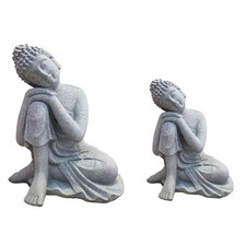 Statuette Ornamento Buddha Decorazione da Giardino Effetto Piante Esterno Pietra