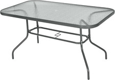 Tavolo da Giardino con Foro per Ombrellone, Arredamento da Esterno in Metallo e 