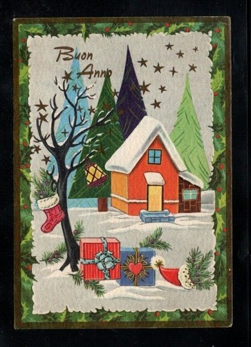 Cartolina buon anno casa nel - cartolina,