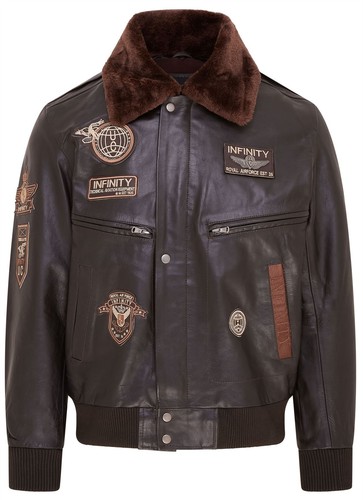 Uomo pelle marrone - uomo, bomber