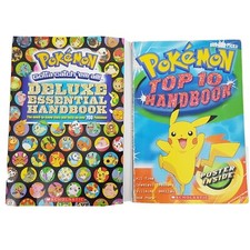Pokemon Deluxe Essential and Top 10 Handbook Guide Pokedex Trainer Book Lot of 2
