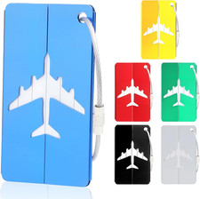 ​6 Pezzi Etichette per Valigia in Alluminio per Aereo, Targhette Valigia Con Ane