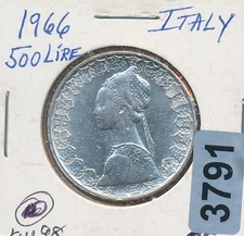 ITALY - 500 LIRE -  SILVER  -