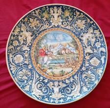 GUALLI da Montelupo Piatto da parata enorme 52cm scuola napoletana XX sec.