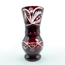 Vaso porta fiori in vetro critallo rosso rubino liberty vasetto boemia italia Y