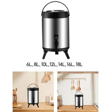 Distributore di bevande in acciaio inox, a forma di barile, con maniglia