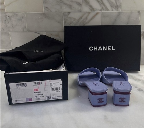 Sandali chanel lavanda tacco - chanel,