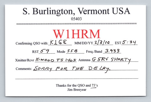 Radioamatore qsl w1hrm - radioamatore,