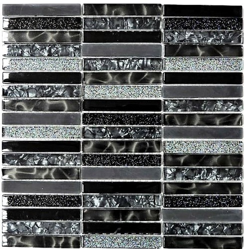 Mosaico bacchette nero parete - mosaico,