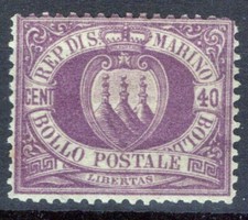 SAN MARINO 1877-90 STEMMA 40 CENTESIMI N.7 G.O MLH*