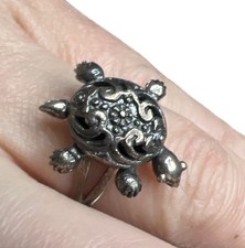 Anello tartaruga articolata in argento sterling 925 misura 7,5