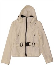 REFRIGIWEAR Giacca antipioggia donna Cruz con cappuccio UK 6 XS Off White nylon DV73