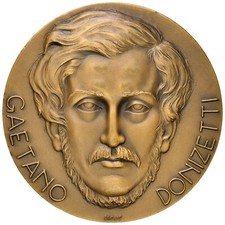 Medaglia Gaetano Donizetti, Compositore, Bergamo, 1975, Autore Piero Brolis