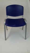 Sedia da Ufficio Fissa PVC BLU Telaio GRIGIO da Conferenza Attesa Riunione NUOVA