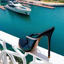 Infradito donna a punta stiletto tacco alto infradito mules festa sera ciabatta scarpa