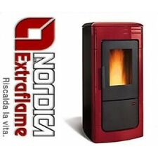 STUFA TERMOSTUFA A PELLET LILIANA IDRO NORDICA 25 KW COLORE BORDEAUX IN MAIOLICA