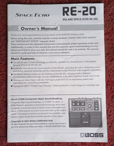 Boss space echo - space, manuale