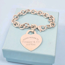 Bracciale Tiffany & Co. Return Jumbo Gigante XL Cuore Argento Catena Grossa Misura 7"