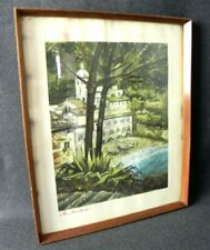 Quadro stampa Abbazia San Fruttuoso Camogli Liguria vintage firmato incorniciata