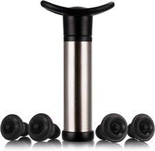 Tappi per Vino Sottovuoto, 4 Tappi per Il Vuoto + Pompa Salvavino Acciaio inox