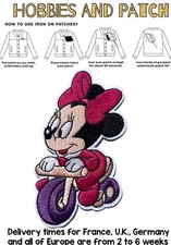 patch Minnie Mouse baby pink toppa termoadesiva Topolina rosa iron on bicicletta