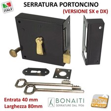 Serratura da applicare porte antiche BONAITI art.175 portoncino L80 E40 bronzo