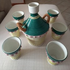Caraffa damigiana in ceramica con 6 bicchieri (leggi descrizione)