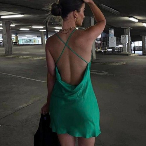 Zara abito satinato verde con