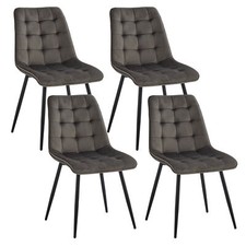 Set di 4 sedie da sala da pranzo soggiorno imbottite Grigio Scuro