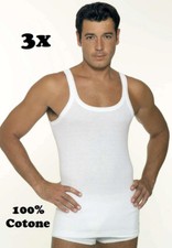 Set 3 Canottiera Uomo Maglia a Spalla Stretta in 100% Cotone Canotta Intima