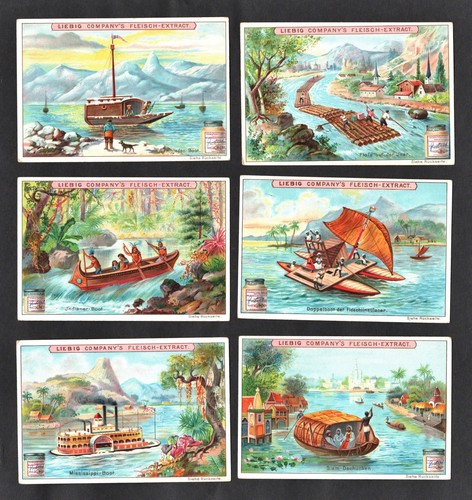 Wooden boats liebig card set - wooden,