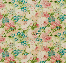 TENDA SANDERSON TESSUTO DESIGN ROSA E PEONIA 2,5 METRI MISTO LINO SALVIA E CORALLO