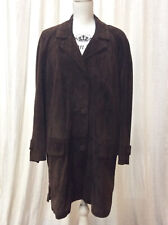 CAPPOTTO DONNA VINTAGE IN PELLE SCAMOSCIATA MARRONE SCURO TAGLIA 46