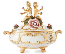 Centrotavola Capodimonte soprammobili zuppiera con rose soprammobile Cherubini -
