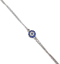 by Dalia – Bracciale Con Piccolo Occhio Turco Motif Con Zirconi – Doppia Catena 