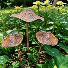 Targa da giardino con funghi