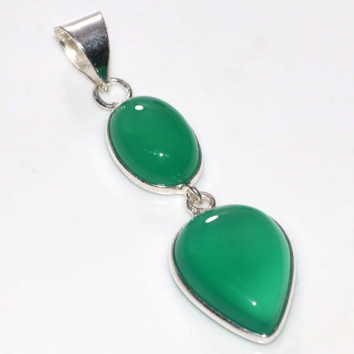 Ciondolo lungo onice verde