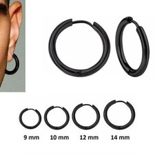 Orecchini a cerchio Uomo Donna Colore nero in acciaio inox orecchino cerchietti