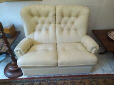 Divano Frau Due Posti, rivestito in pelle, colore bianco