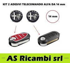 SET 2 ADESIVI TELECOMANDO ALFA ROMEO 14 mm LOGO ALFA ROMEO NERO CROMO